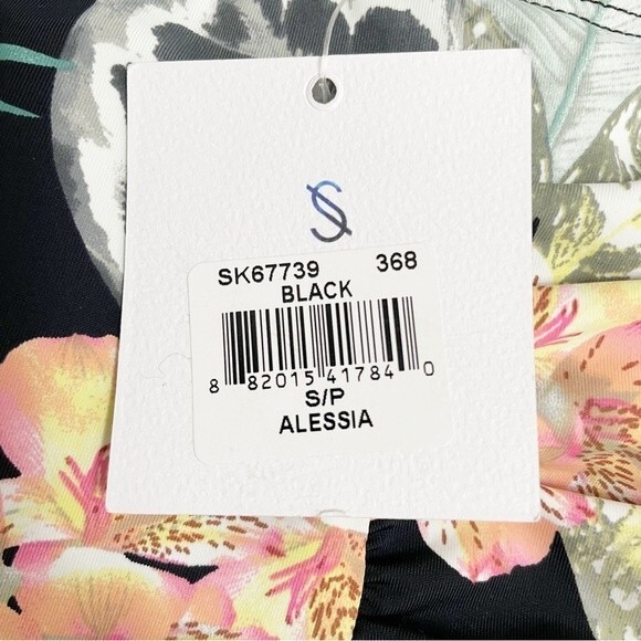 NWT Skye Alessia Hi Waist Ruched Bikini Bottom Black Kaleah Print Size Small NEW - Picture 11 of 14